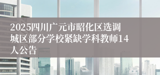 2025四川广元市昭化区选调城区部分学校紧缺学科教师14人公告