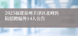 2025福建泉州丰泽区北峰医院招聘编外14人公告