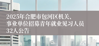 2025年合肥市包河区机关、事业单位招募青年就业见习人员32人公告
