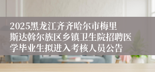 2025黑龙江齐齐哈尔市梅里斯达斡尔族区乡镇卫生院招聘医学毕业生拟进入考核人员公告