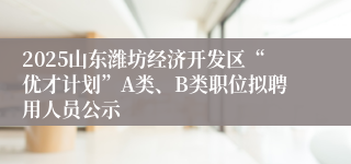 2025山东潍坊经济开发区“优才计划”A类、B类职位拟聘用人员公示