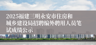 2025福建三明永安市住房和城乡建设局招聘编外聘用人员笔试成绩公示