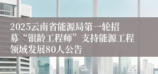 2025云南省能源局第一轮招募“银龄工程师”支持能源工程领域发展80人公告