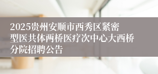2025贵州安顺市西秀区紧密型医共体两桥医疗次中心大西桥分院招聘公告
