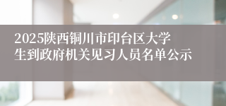 2025陕西铜川市印台区大学生到政府机关见习人员名单公示