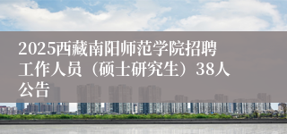 2025西藏南阳师范学院招聘工作人员（硕士研究生）38人公告