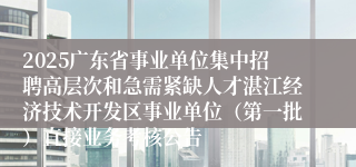 2025广东省事业单位集中招聘高层次和急需紧缺人才湛江经济技术开发区事业单位（第一批）直接业务考核公告