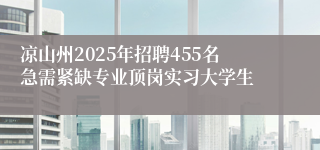 凉山州2025年招聘455名急需紧缺专业顶岗实习大学生