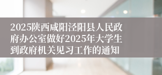 2025陕西咸阳泾阳县人民政府办公室做好2025年大学生到政府机关见习工作的通知