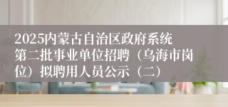 2025内蒙古自治区政府系统第二批事业单位招聘（乌海市岗位）拟聘用人员公示（二）