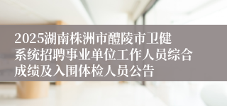 2025湖南株洲市醴陵市卫健系统招聘事业单位工作人员综合成绩及入围体检人员公告