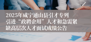 2025年咸宁通山县引才专列引进“政聘企用”人才和急需紧缺高层次人才面试成绩公告