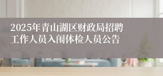 2025年青山湖区财政局招聘工作人员入闱体检人员公告