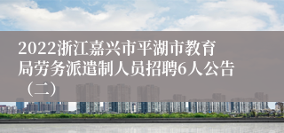 2022浙江嘉兴市平湖市教育局劳务派遣制人员招聘6人公告（二）