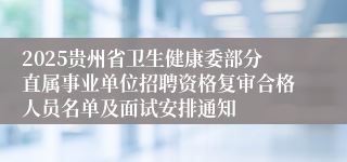 2025贵州省卫生健康委部分直属事业单位招聘资格复审合格人员名单及面试安排通知