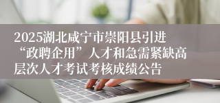 2025湖北咸宁市崇阳县引进“政聘企用”人才和急需紧缺高层次人才考试考核成绩公告