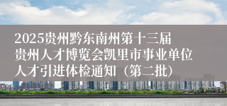2025贵州黔东南州第十三届贵州人才博览会凯里市事业单位人才引进体检通知（第二批）