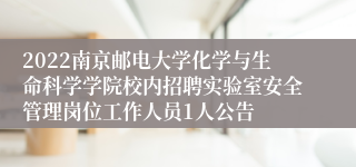 2022南京邮电大学化学与生命科学学院校内招聘实验室安全管理岗位工作人员1人公告