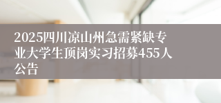 2025四川凉山州急需紧缺专业大学生顶岗实习招募455人公告