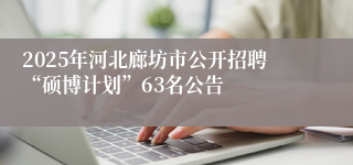 2025年河北廊坊市公开招聘“硕博计划”63名公告