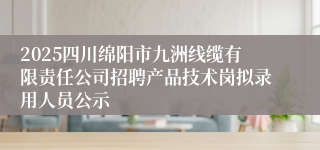 2025四川绵阳市九洲线缆有限责任公司招聘产品技术岗拟录用人员公示
