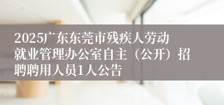 2025广东东莞市残疾人劳动就业管理办公室自主（公开）招聘聘用人员1人公告