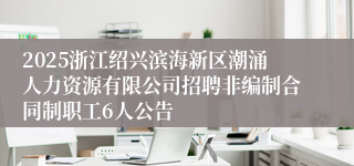 2025浙江绍兴滨海新区潮涌人力资源有限公司招聘非编制合同制职工6人公告