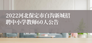 2022河北保定市白沟新城招聘中小学教师60人公告