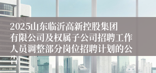 2025山东临沂高新控股集团有限公司及权属子公司招聘工作人员调整部分岗位招聘计划的公告