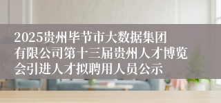 2025贵州毕节市大数据集团有限公司第十三届贵州人才博览会引进人才拟聘用人员公示