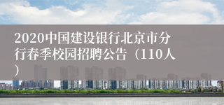 2020中国建设银行北京市分行春季校园招聘公告（110人）