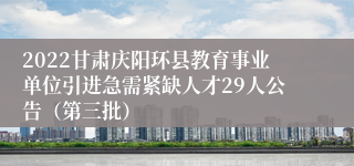 2022甘肃庆阳环县教育事业单位引进急需紧缺人才29人公告（第三批）