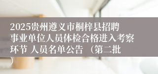 2025贵州遵义市桐梓县招聘事业单位人员体检合格进入考察环节 人员名单公告 （第二批）
