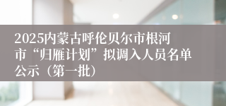 2025内蒙古呼伦贝尔市根河市“归雁计划”拟调入人员名单公示（第一批）