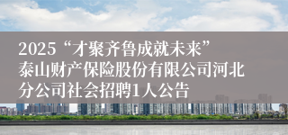 2025“才聚齐鲁成就未来”泰山财产保险股份有限公司河北分公司社会招聘1人公告