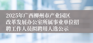 2025年广西柳州市产业园区改革发展办公室所属事业单位招聘工作人员拟聘用人选公示