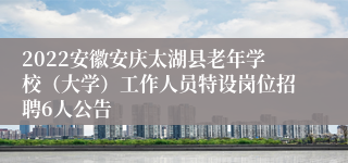 2022安徽安庆太湖县老年学校（大学）工作人员特设岗位招聘6人公告