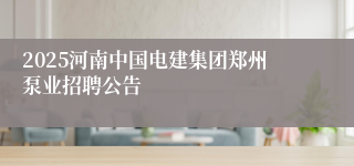 2025河南中国电建集团郑州泵业招聘公告