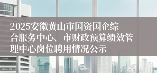 2025安徽黄山市国资国企综合服务中心、市财政预算绩效管理中心岗位聘用情况公示