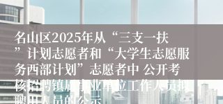 名山区2025年从“三支一扶”计划志愿者和“大学生志愿服务西部计划”志愿者中 公开考核招聘镇属事业单位工作人员拟聘用人员的公示