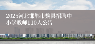 2025河北邯郸市魏县招聘中小学教师110人公告