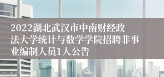 2022湖北武汉市中南财经政法大学统计与数学学院招聘非事业编制人员1人公告