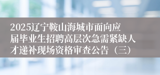 2025辽宁鞍山海城市面向应届毕业生招聘高层次急需紧缺人才递补现场资格审查公告（三）