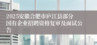 2025安徽合肥市庐江县部分国有企业招聘资格复审及面试公告