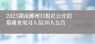 2025湖南郴州日报社公开招募就业见习人员30人公告