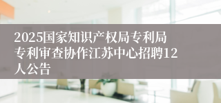 2025国家知识产权局专利局专利审查协作江苏中心招聘12人公告