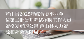 芦山县2025年综合类事业单位第二批公开考试招聘工作人员资格复审的公告 芦山县人力资源和社会保障局