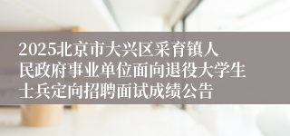 2025北京市大兴区采育镇人民政府事业单位面向退役大学生士兵定向招聘面试成绩公告