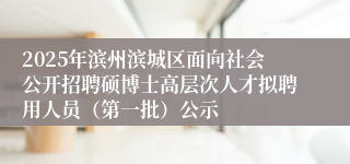 2025年滨州滨城区面向社会公开招聘硕博士高层次人才拟聘用人员（第一批）公示