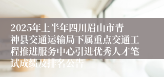 2025年上半年四川眉山市青神县交通运输局下属重点交通工程推进服务中心引进优秀人才笔试成绩及排名公告